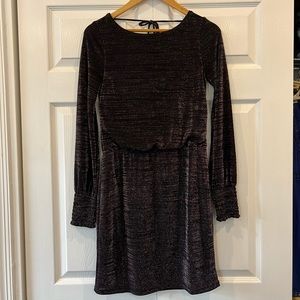 White House Black Market Metallic Stretchy Long Sleeve Dress, Size 2.